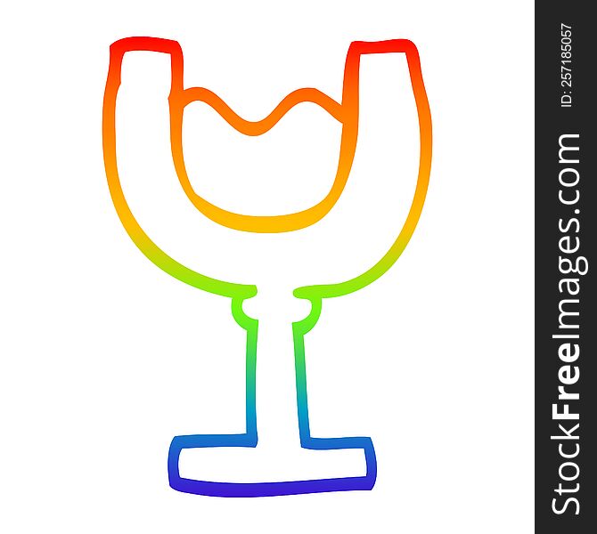 rainbow gradient line drawing of a cartoon glass of wine