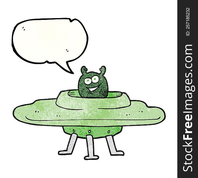 Speech Bubble Textured Cartoon Spaceship