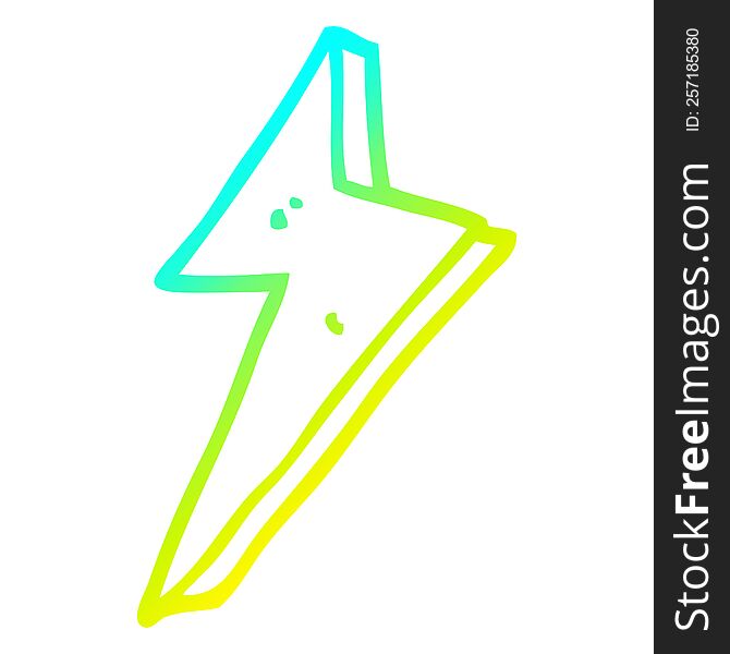 cold gradient line drawing of a cartoon lightning