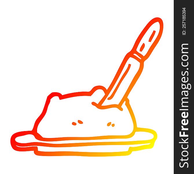 Warm Gradient Line Drawing Cartoon Butter And Knife