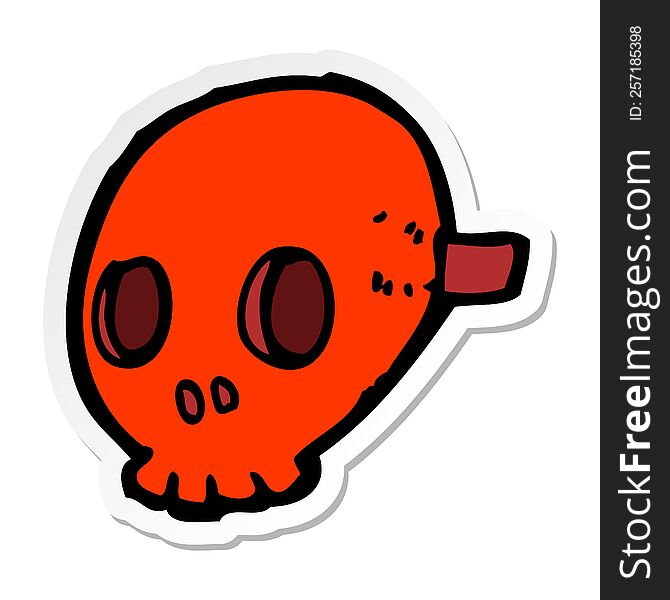 Sticker Of A Cartoon Skull Mask