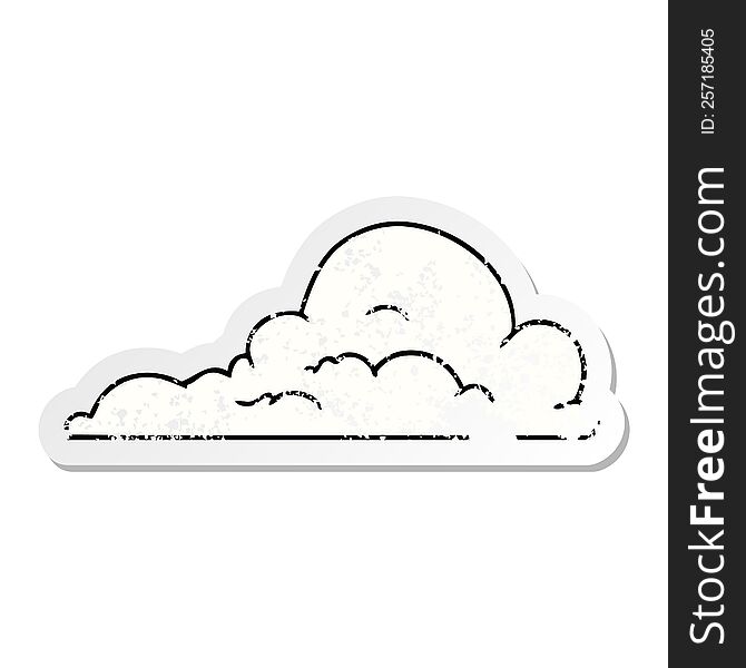 Distressed Sticker Cartoon Doodle Of White Large Clouds