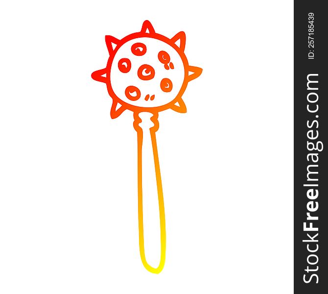 warm gradient line drawing of a cartoon medieval mace