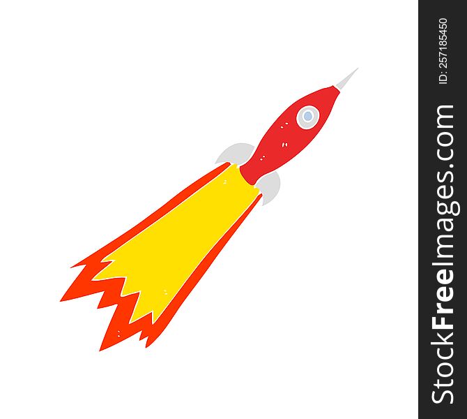 Flat Color Illustration Of A Cartoon Rocket