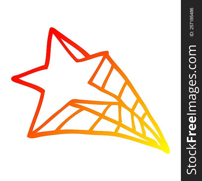 warm gradient line drawing of a cartoon shooting star