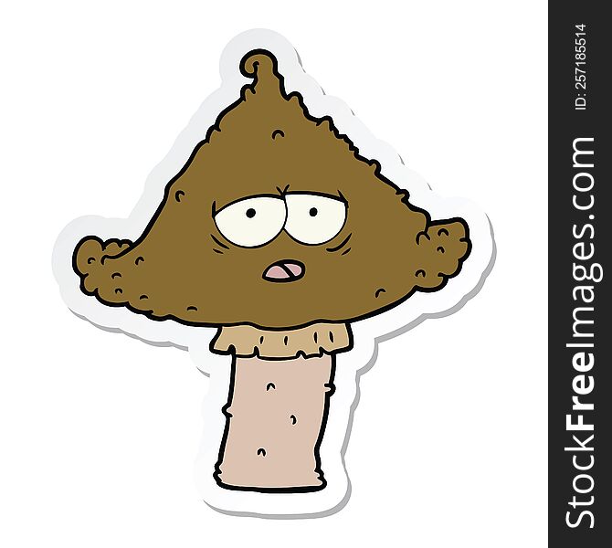 Sticker Of A Cartoon Mushroom With Face