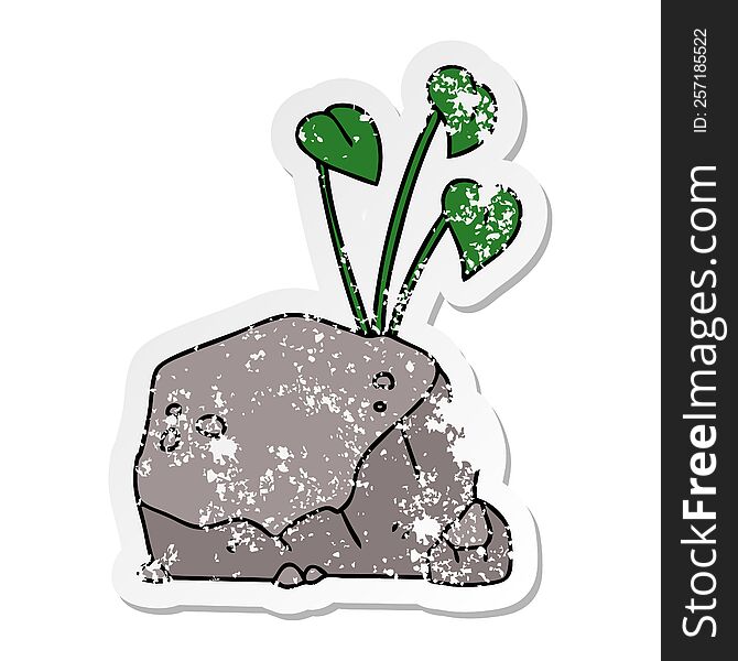 distressed sticker of a quirky hand drawn cartoon vines
