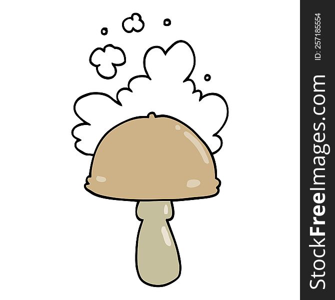 Cartoon Mushroom With Spore Cloud