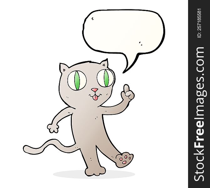 Cartoon Cat With Idea With Speech Bubble