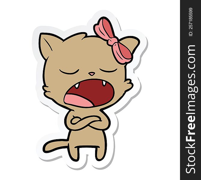 sticker of a annoyed cartoon cat