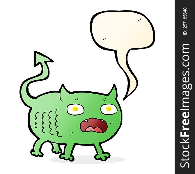 Cartoon Little Imp With Speech Bubble