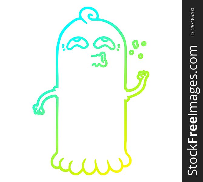 Cold Gradient Line Drawing Cartoon Ghost