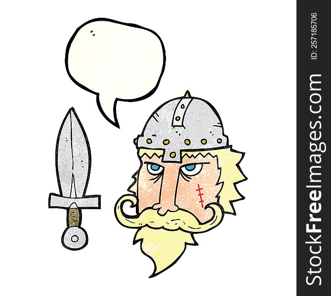 freehand drawn texture speech bubble cartoon viking warrior
