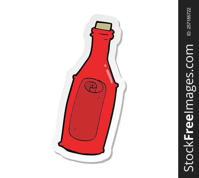 sticker of a cartoon message in bottle