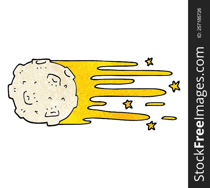 cartoon doodle flying asteroid