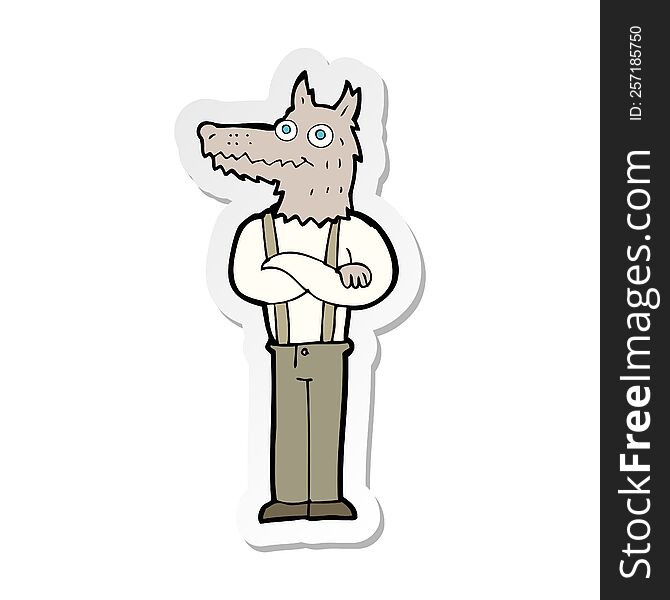 Sticker Of A Cartoon Funny Werewolf