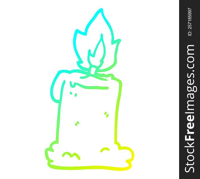 cold gradient line drawing of a cartoon lit candle