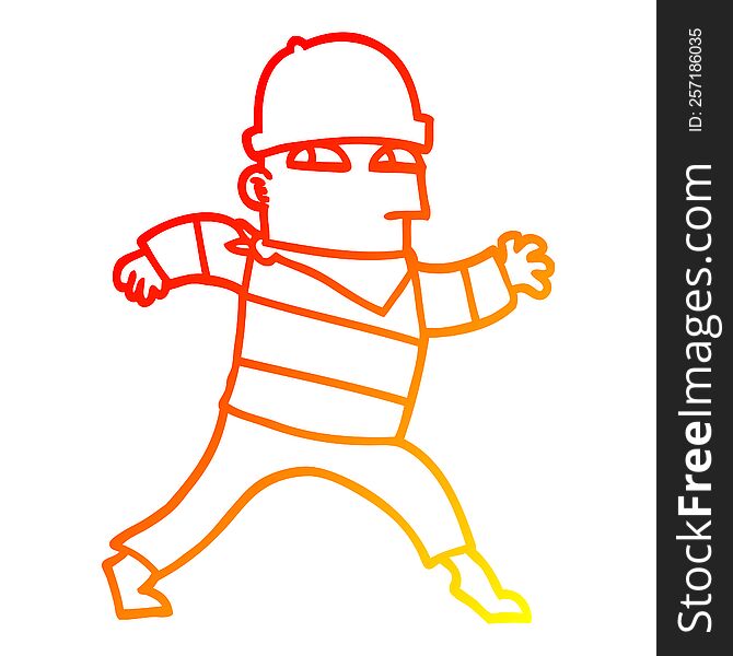 warm gradient line drawing of a cartoon thief