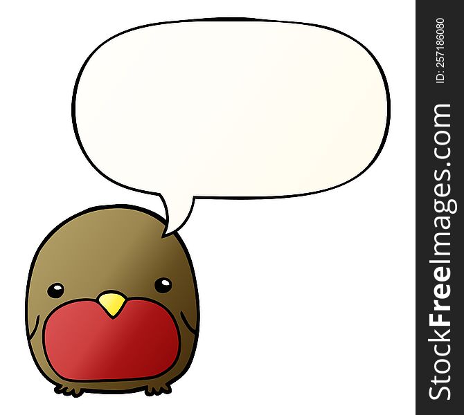 Cute Cartoon Penguin And Speech Bubble In Smooth Gradient Style