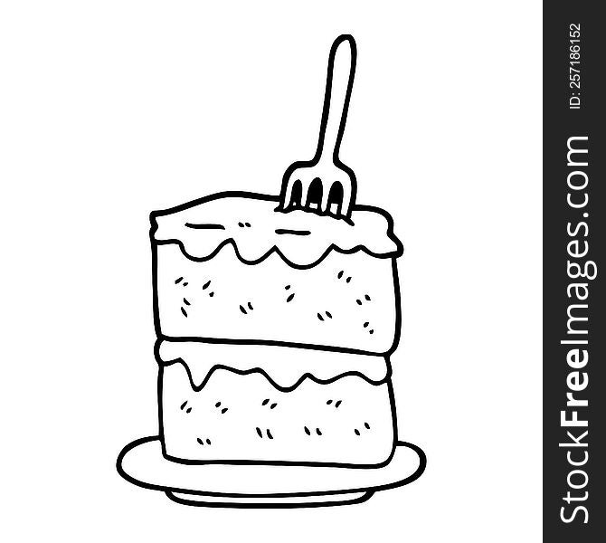 black and white cartoon slice of cake