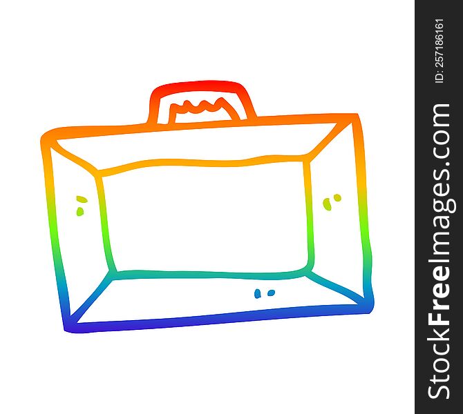 Rainbow Gradient Line Drawing Cartoon Briefcase