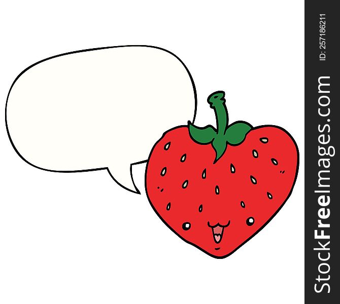Cartoon Strawberry And Speech Bubble
