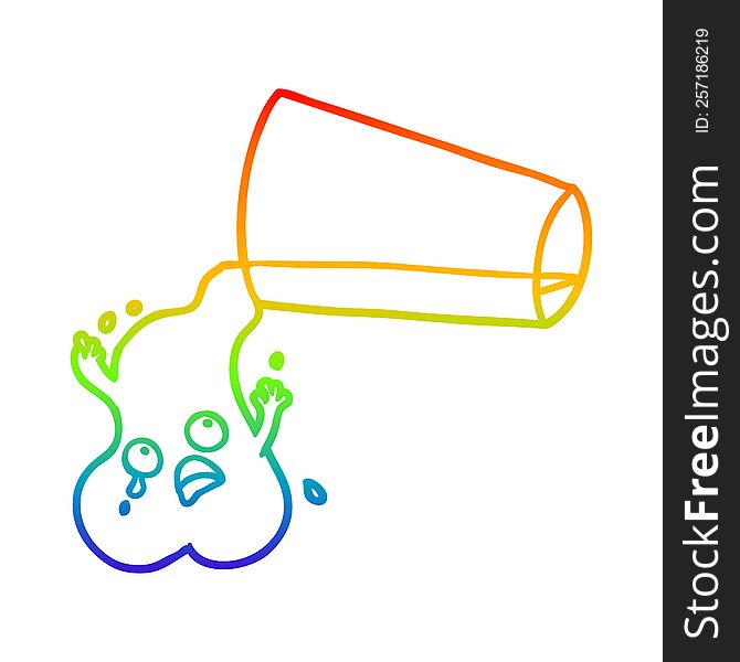 rainbow gradient line drawing of a pouring water cartoon