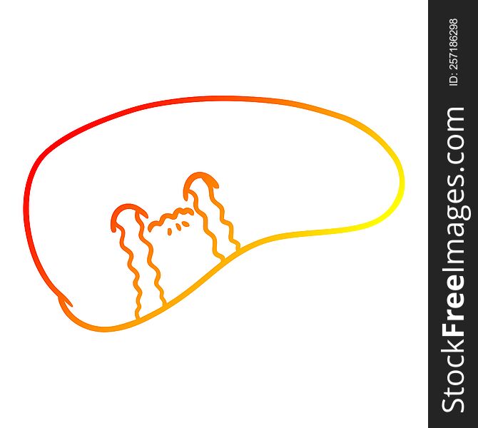 warm gradient line drawing of a cartoon liver crying
