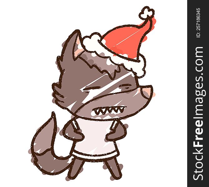 Christmas Wolf Chalk Drawing