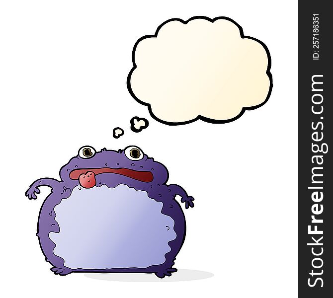 cartoon funny frog with thought bubble