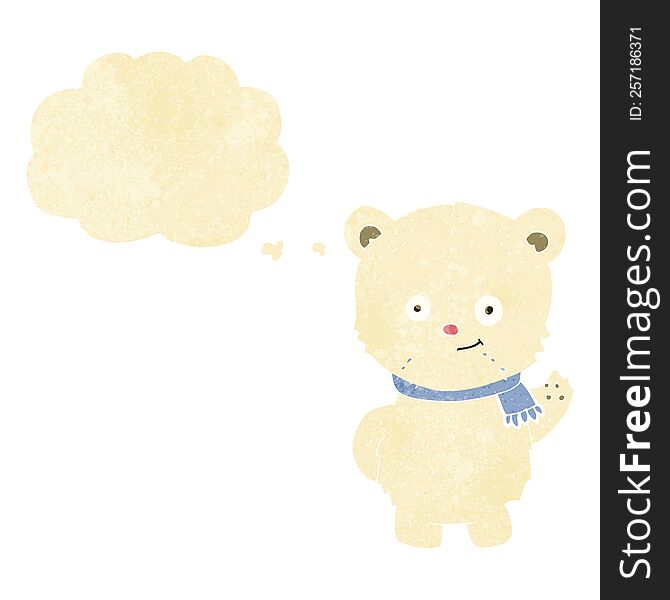 Cute Cartoon Polar Bear Waving With Thought Bubble