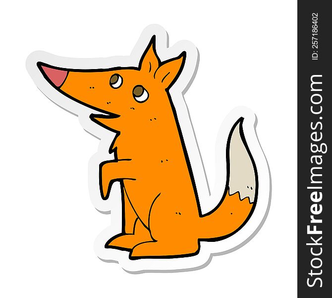 Sticker Of A Cartoon Fox Cub