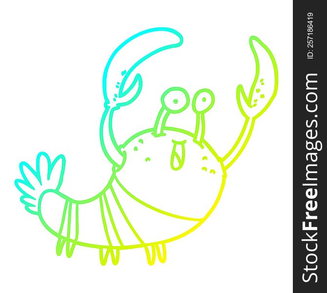 cold gradient line drawing of a cartoon lobster