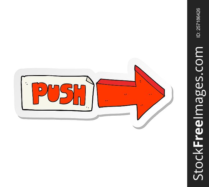 sticker of a cartoon push door sign