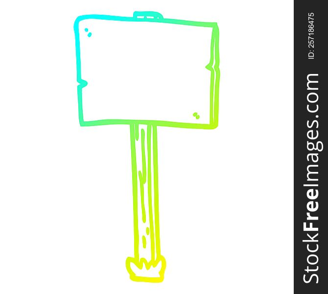 cold gradient line drawing of a cartoon sign post