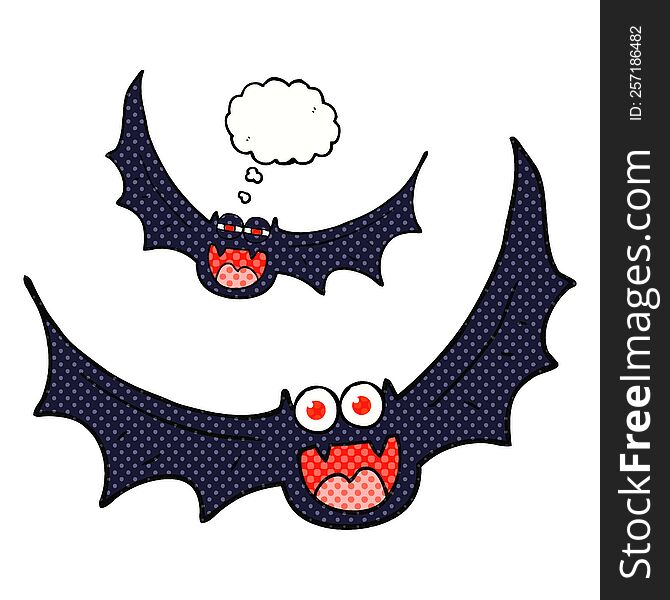 freehand drawn thought bubble cartoon halloween bats