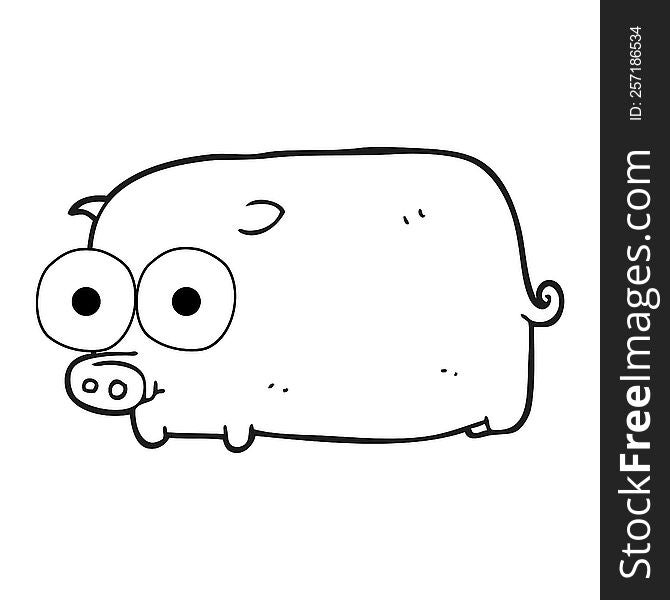 black and white cartoon piglet with big pretty eyes
