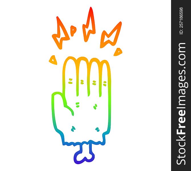 rainbow gradient line drawing cartoon magic halloween zombie hand