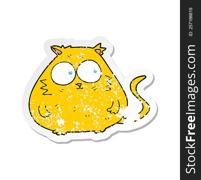 Retro Distressed Sticker Of A Cartoon Fat Cat