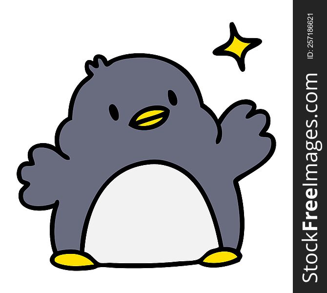 cartoon of a cute christmas penguin with star