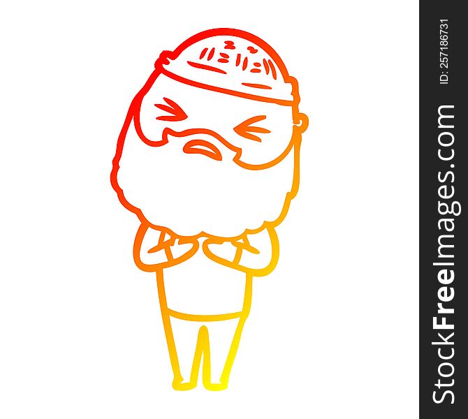 Warm Gradient Line Drawing Cartoon Man With Beard