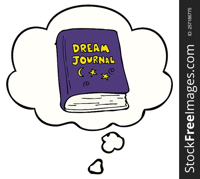 cartoon dream journal and thought bubble