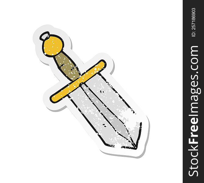 Distressed Sticker Of A Cartoon Dagger