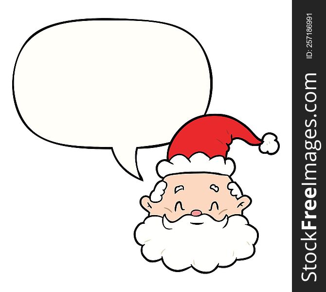 Cartoon Santa Claus Face And Speech Bubble