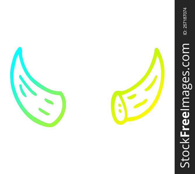 cold gradient line drawing cartoon of horns