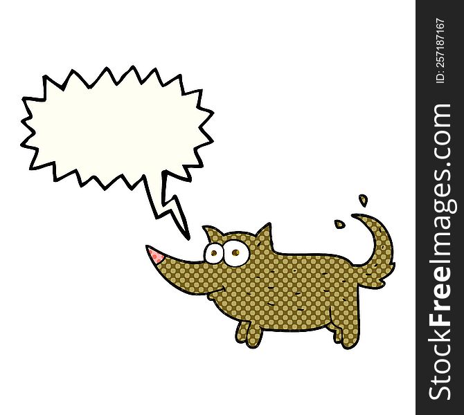 freehand drawn comic book speech bubble cartoon dog wagging tail