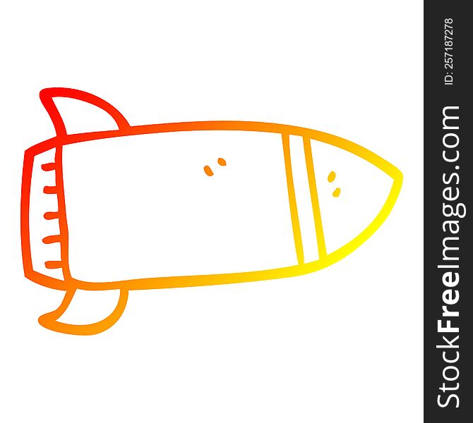 warm gradient line drawing of a cartoon red rocket