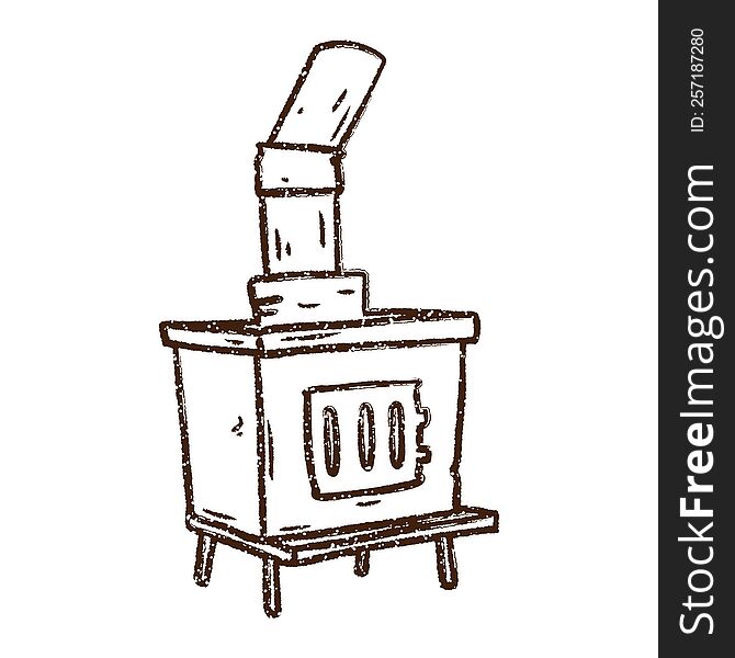 Wood Stove Charcoal Drawing