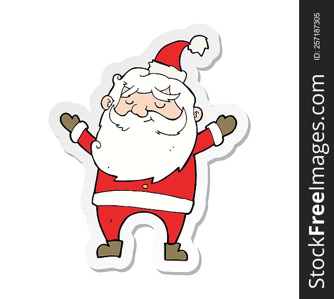 Sticker Of A Cartoon Happy Santa Claus