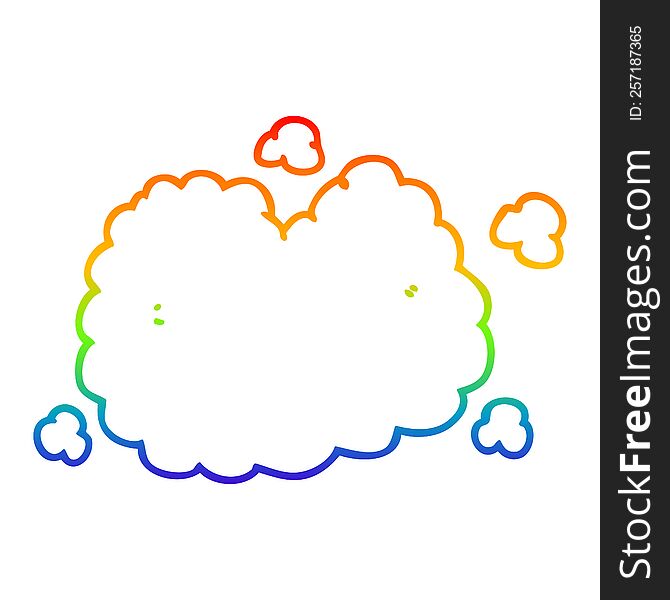 Rainbow Gradient Line Drawing Cartoon Smoke Cloud